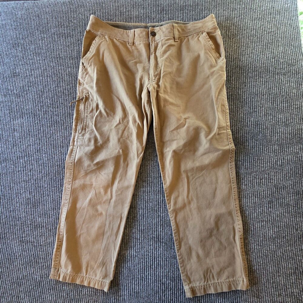 GH Bass & Co Mens Tan Canvas Work Utility Pants 38x30 Khaki Straight Leg Rugged